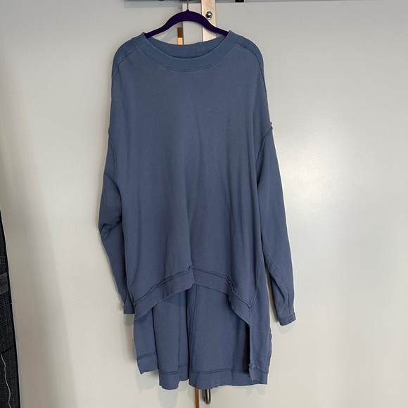 Free People Tops - Free People Oversized Blue Sweatshirt